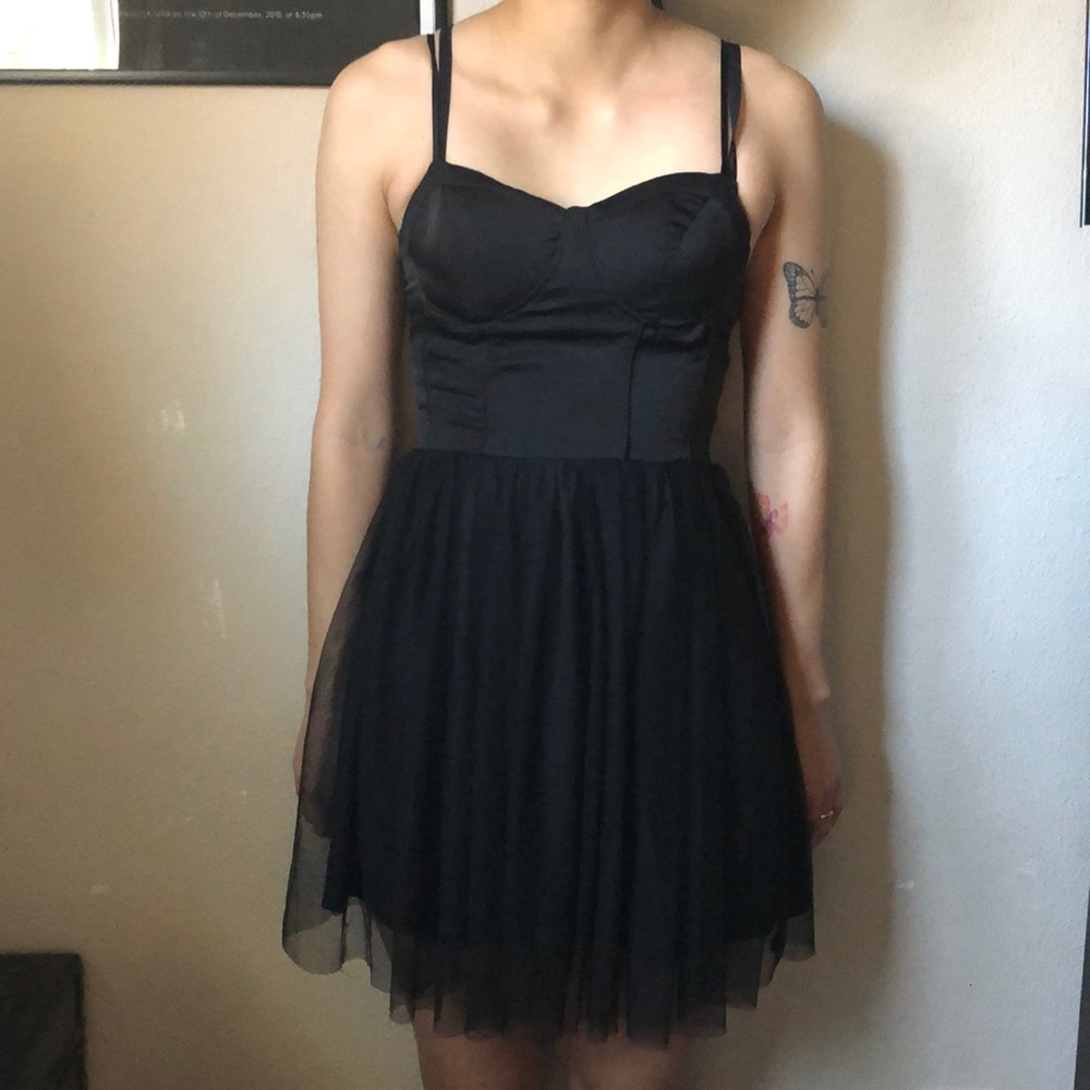 Spaghetti strapped black dress